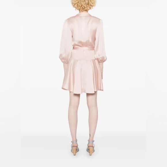 ZIMMERMANN Silk-satin Wrap Mini Dress In Petal size 3/ us size large NWT - Picture 2 of 6